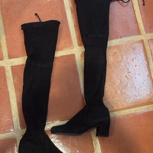 Stuart Weitzman Black Over-the-Knee Boots with Block Heel